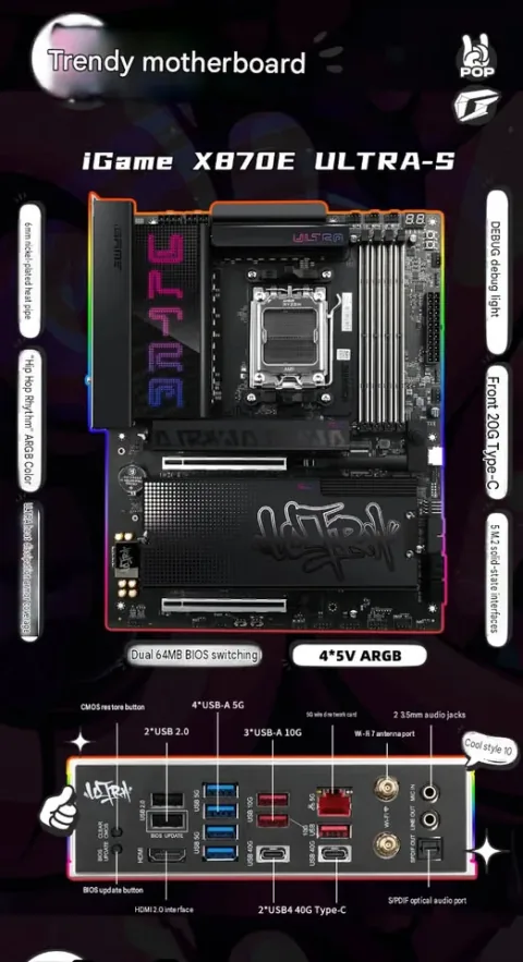 Colorful iGame X870E Ultra-S V14 게이밍 및 오버클럭 메인보드, 284달러에 출시
