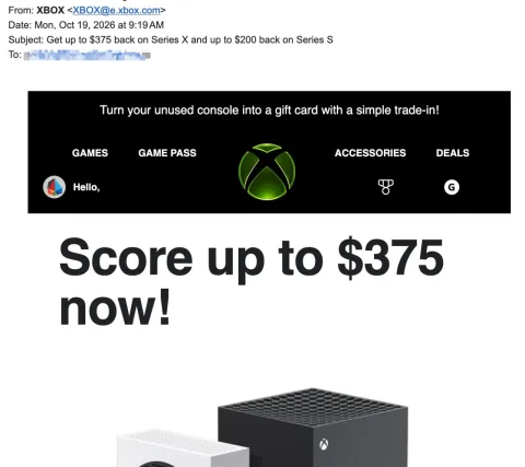 Microsoft reportedly sending e-mails to lapsed Xbox console users to sell their consoles to Best Buy
