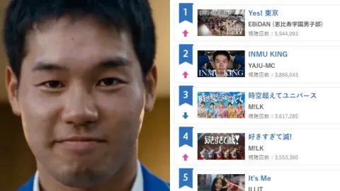 ¡"INMU KING" alcanza el segundo puesto en la lista de éxitos de Oricon! El himno de Inmu bate récords por tercera semana consecutiva; nueve de los diez primeros son grupos masculinos