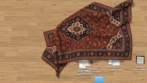 برنامج Desktop Cleaning: البرنامج الأكثر "إنسانية" لتنظيم سطح المكتب، حيث يتم إخفاء الملفات الفوضوية تحت سجادة لعدم رؤيتها