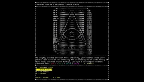 CultGame is a cult simulator RPG set in a procedurally generated fantasy world with haunting ASCII art