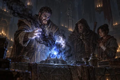 Donan tunes the blue sapphire soulstone using the essence of hatred from Sankekur's remains.