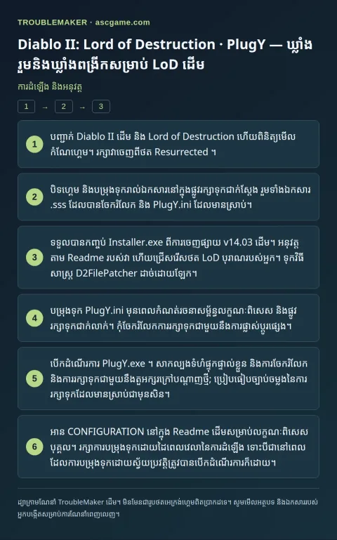 Diablo II: Lord of Destruction · PlugY — ឃ្លាំងរួមនិងឃ្លាំងពង្រីកសម្រាប់ LoD ដើម — ការដំឡើង និងអនុវត្ត · TroubleMaker