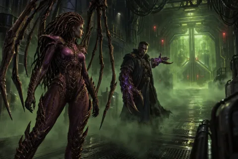 Kerrigan meets the infested Alexei Stukov at the entrance of the Skygeirr Station.