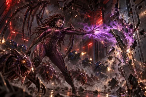 Kerrigan breaches the Dominion prison ship Moros to rescue Jim Raynor.
