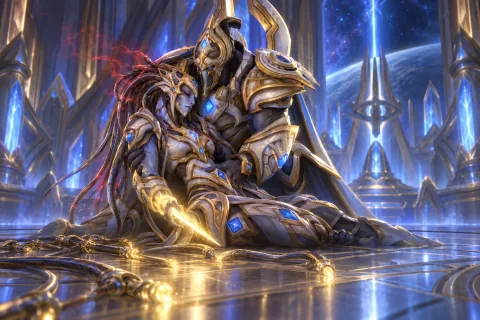 Rohana severing her own nerve cords to escape Amon's control as Artanis catches her.