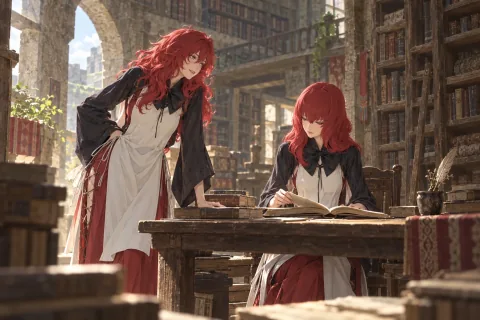 The Village Where Devola and Popola Live — AI interpretive illustration informed by scene and character references; not an official game screenshot.