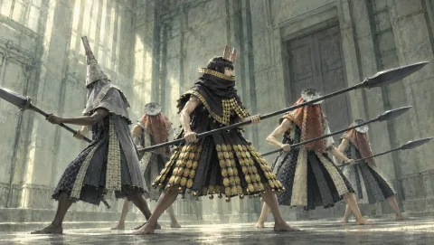 El camino que el rey decide defender — Ilustración interpretativa creada con IA a partir de referencias de la escena y los personajes; no es una captura oficial del juego.