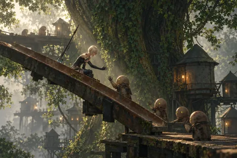 เด็กป่วยกับเครื่องเล่นใหม่ — ภาพตีความที่สร้างด้วย AI โดยอ้างอิงข้อมูลฉากและตัวละคร ไม่ใช่ภาพหน้าจอทางการของเกม