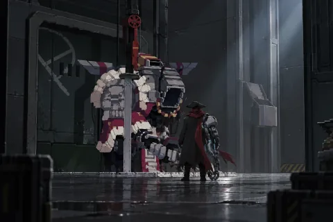 AI illustration — Mago’s copied Justice unit, based on an actual post-battle game scene. The real Justice is distinguished from mass-produced units.