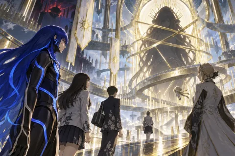 KI-Interpretationsillustration — Was das Licht, das das Heiligtum schützt, verbirgt. Es handelt sich um eine Rekonstruktion, die auf veröffentlichtem Charakter- und Hintergrundmaterial basiert; symbolische Darstellungen sind keine Nachbildungen von Originalbildschirmen oder nicht bestätigten Ereignissen.