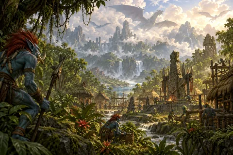 7. Di Bawah Bayang-bayang Naga, Peradaban Lain Tumbuh — Ini adalah ilustrasi buatan AI yang direkonstruksi berdasarkan materi publik. Ini bukan gambar resmi.
