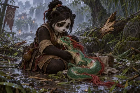 Chapter 4: A Small Life Left After the Storm — This is an AI-generated illustration reconstructed based on public materials. It is not an official image.