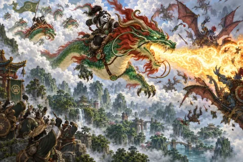 Chapter 5: A Path Created in the Sky of the Jade Forest — This is an AI-generated illustration reconstructed based on public materials. It is not an official image.