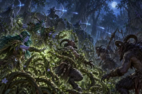 Bab 3 · Pasukan yang Mengenal Jalan Hutan — Ini adalah ilustrasi buatan AI yang direkonstruksi berdasarkan materi publik. Ini bukan gambar resmi.