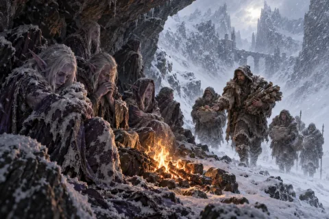 Chapter 4: It Was the Hands of Humans in the Blizzard That Saved the Mages — This is an AI-generated illustration reconstructed based on public materials. It is not an official image.