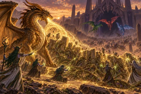 Chapter 4 · The Dragons Who Guard Time Had to Fight Too — This is an AI-generated illustration reconstructed based on public materials. It is not an official image.