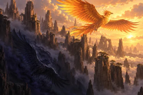 Chapter 3 · The Bird of Light and the Sacrifice of Shadow — This is an AI-generated illustration reconstructed based on public materials. It is not an official image.