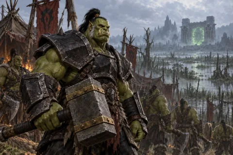 Bab 7 · Keheningan Gul'dan, Kejatuhan Sang Warchief — Ini adalah ilustrasi buatan AI yang direkonstruksi berdasarkan materi publik. Ini bukan gambar resmi.