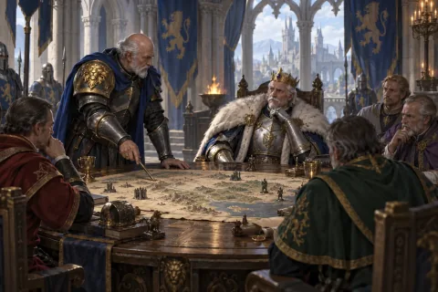 Chapter 2: Joining Hands Without Laying Down the Crown — This is an AI-generated illustration reconstructed based on public materials. It is not an official image.
