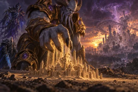 11. Dalaran yang Runtuh di Atas Pasir — Ini adalah ilustrasi buatan AI yang direkonstruksi berdasarkan materi publik. Ini bukan gambar resmi.