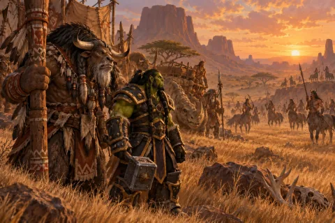 Chapter 2 · Cairne and the Bloodhoof Tribe — This is an AI-generated illustration reconstructed based on public materials. It is not an official image.