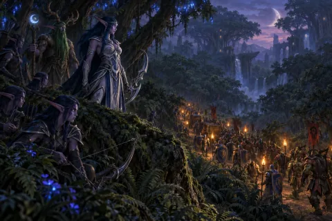 Chapter 1 · When the Forest Watches the Invaders — This is an AI-generated illustration reconstructed based on public materials. It is not an official image.