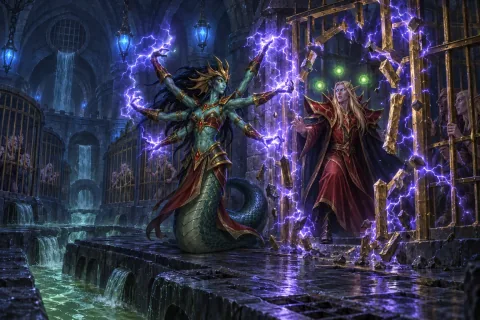 Chapter 9 · How a City That Knows Magic Imprisons Magic — This is an AI-generated illustration reconstructed based on public materials. It is not an official image.