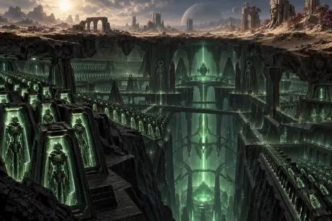 Chapter 3 · Time Could Have Been on the Necrons' Side — This is an AI-generated illustration reconstructed based on public materials. It is not an official image.