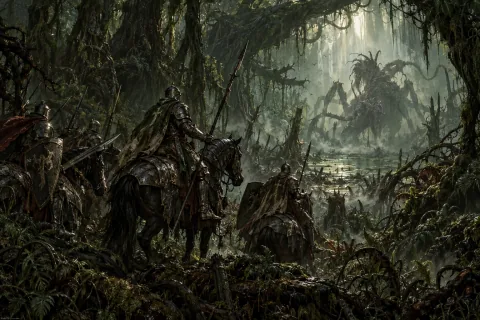 4. The Forests of Caliban, People Who Forgot the Stars — This is an AI-generated illustration reconstructed based on public materials. It is not an official image.