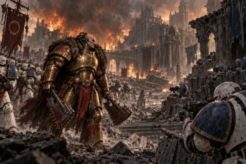 Chapter 5 · Angron Descended, and Brothers Faced Each Other — This is an AI-generated illustration reconstructed based on public materials. It is not an official image.