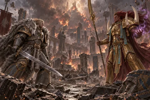 Chapter 8 · Two Brothers Met in the Ruins of the City — This is an AI-generated illustration reconstructed based on public materials. It is not an official image.